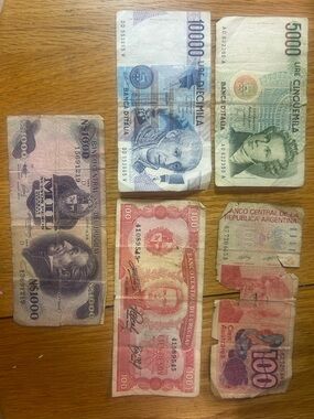 Vintage International Banknote Lot - Obsolete Multicolor World Currency